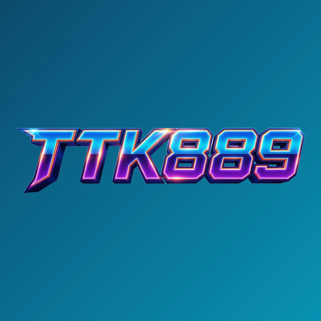 Bold 3D gaming logo with the text TTK889 in energetic colors, featuring a modern esports-inspired horizontal rectangular wordmark design with a transparent background